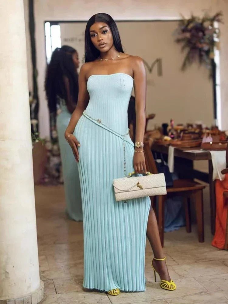 Isadora Strapless Side-Slit Knit Maxi Dress - Elegant Occasion Dress for Women - Image 3