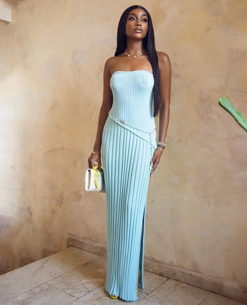 Isadora Strapless Side-Slit Knit Maxi Dress - Elegant Occasion Dress for Women - Image 2