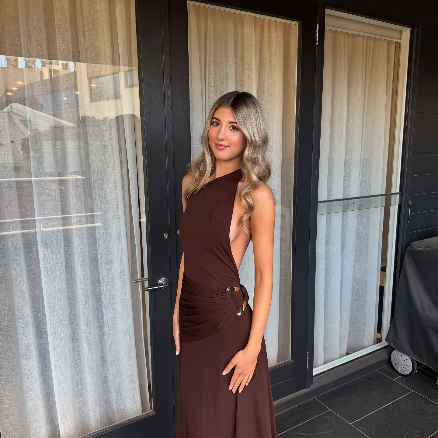 Celeste One-Shoulder Bodycon Maxi Dress - Backless Evening Dress with Ribbon Detail - Image 7