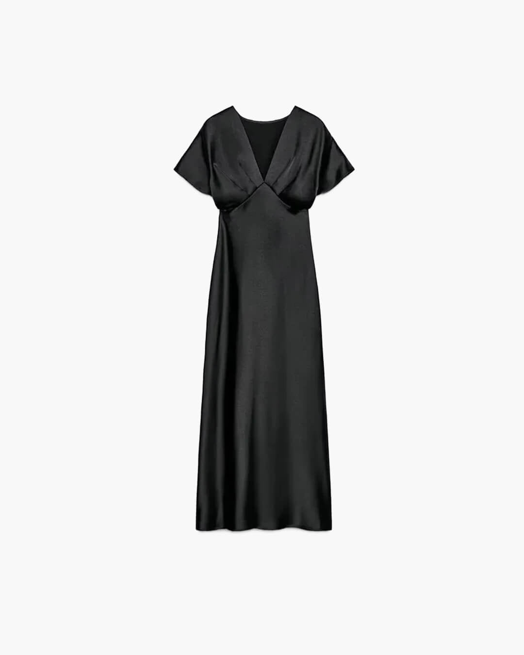 Janna V Neck Satin Midi Dress for Women - Elegant Wedding Guest Dress - Image 2