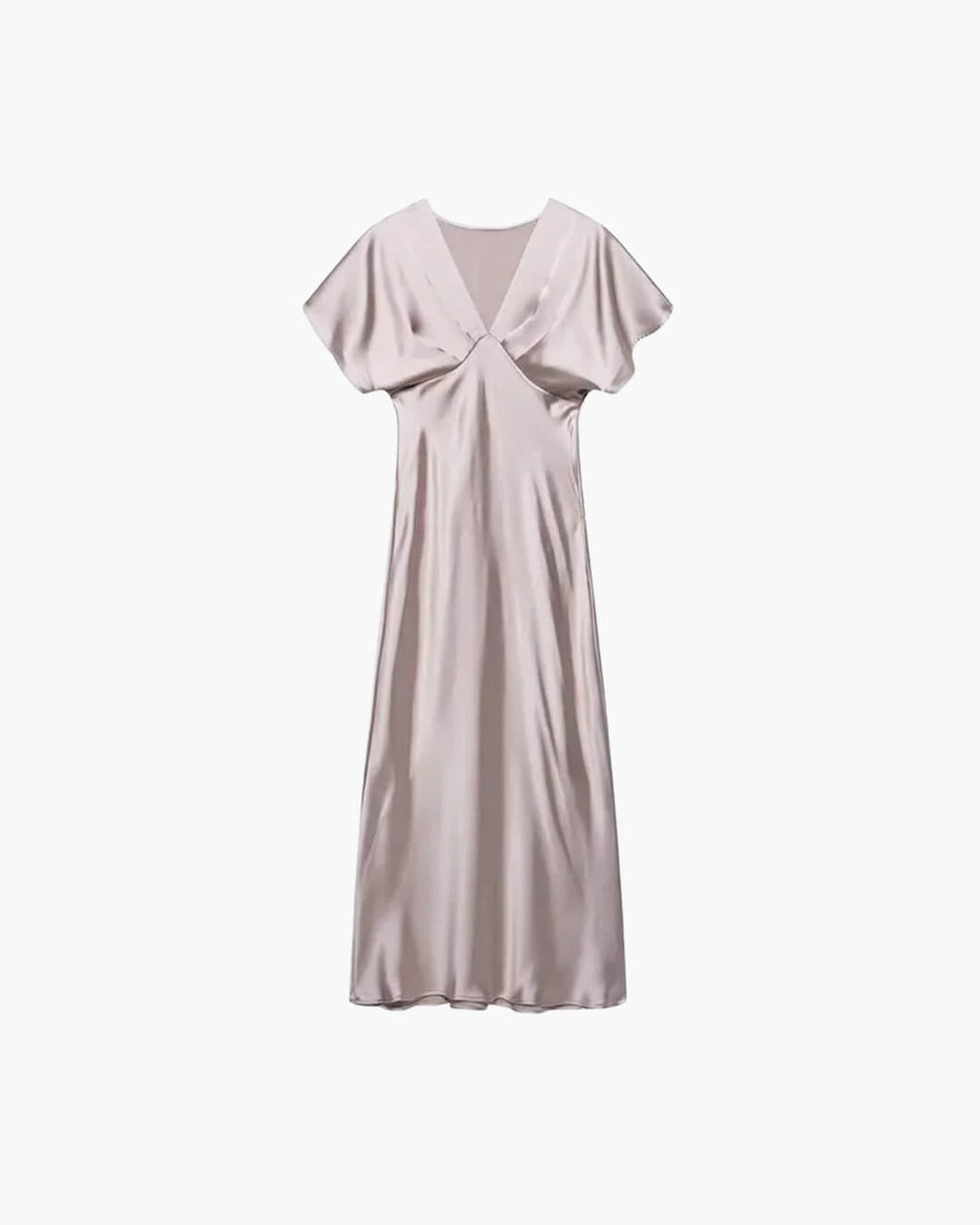 Janna V Neck Satin Midi Dress for Women - Elegant Wedding Guest Dress - Image 3