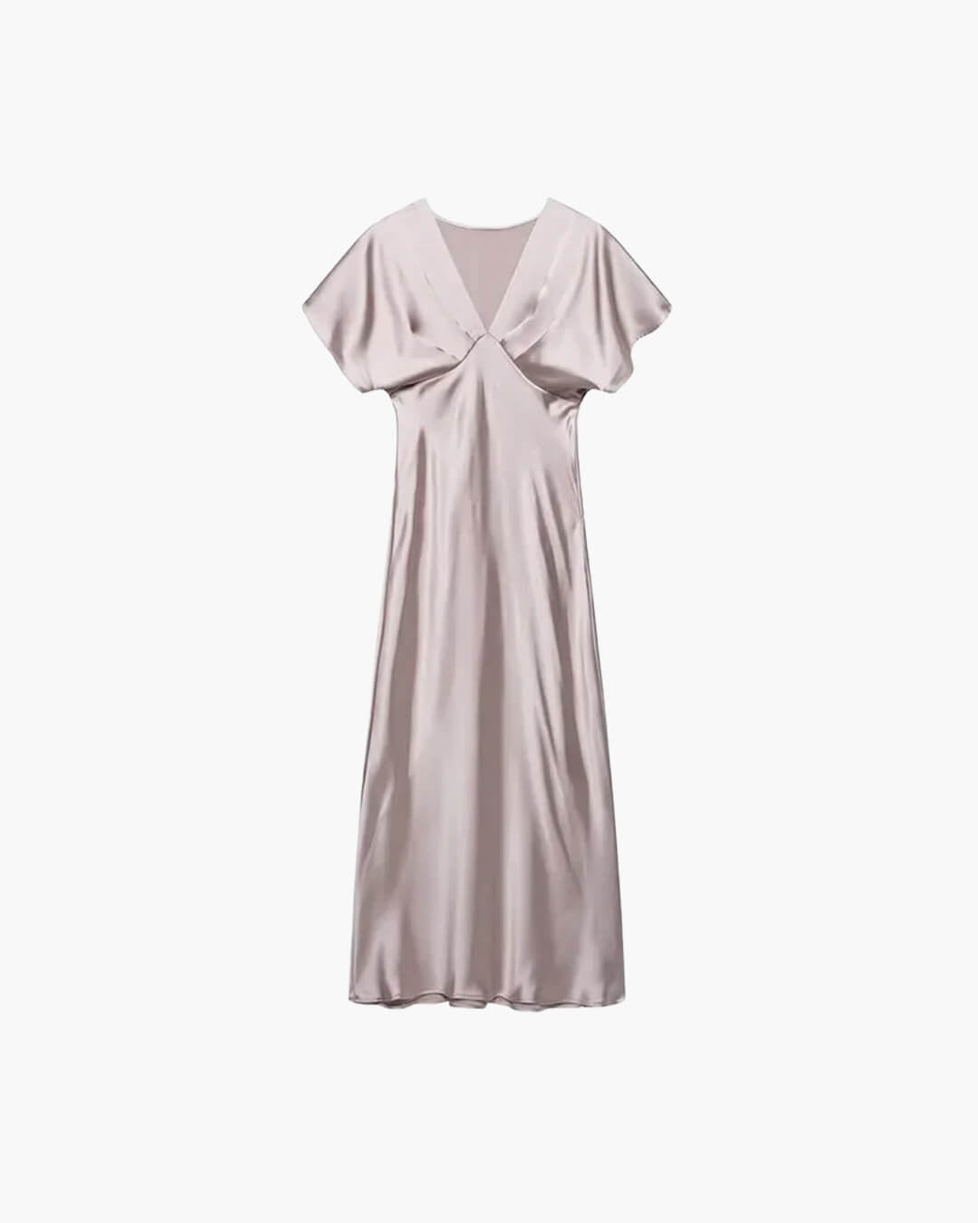 Janna V Neck Satin Midi Dress for Women - Elegant Wedding Guest Dress - Image 3