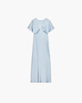 Janna V Neck Satin Midi Dress for Women - Elegant Wedding Guest Dress