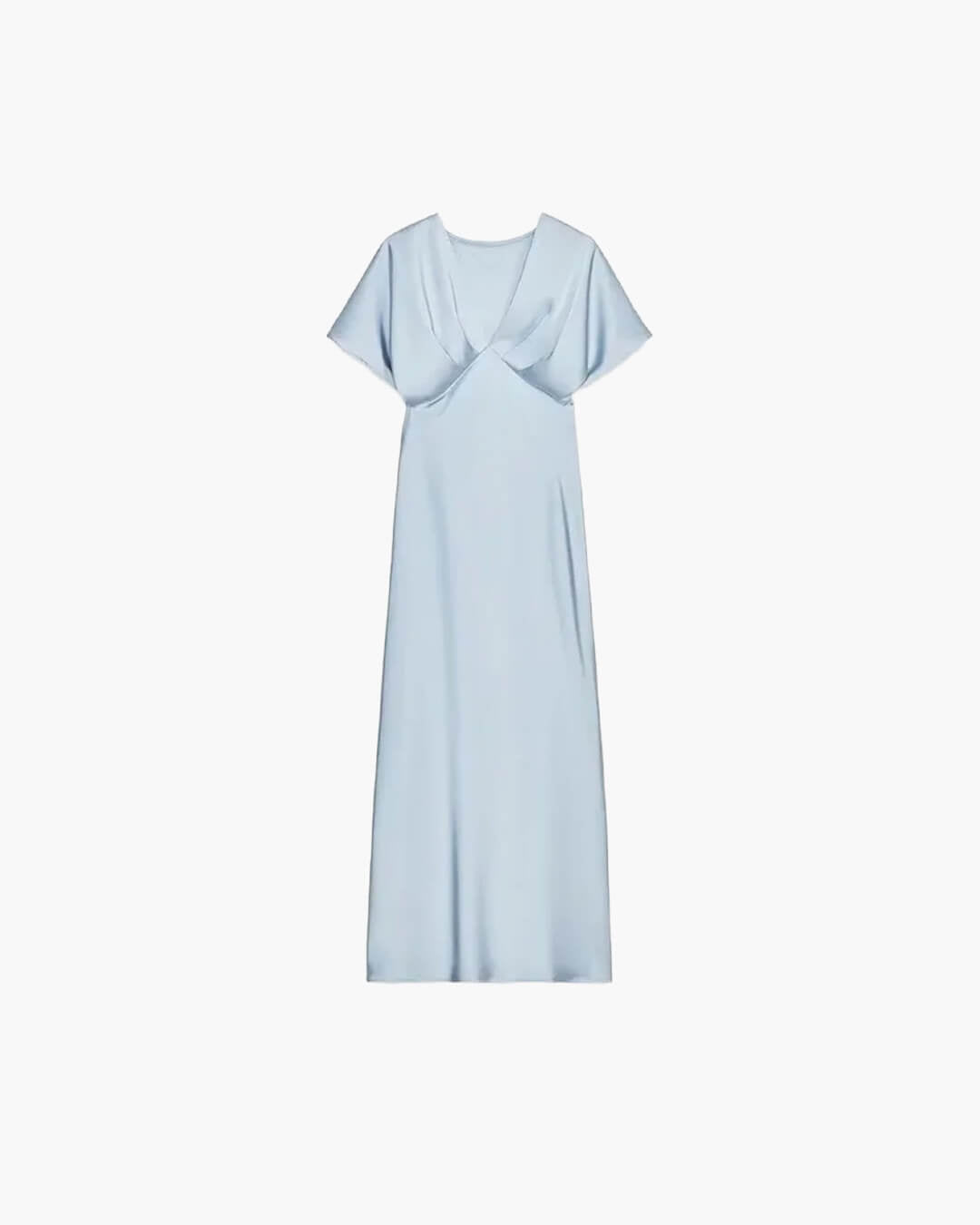 Janna V Neck Satin Midi Dress for Women - Elegant Wedding Guest Dress