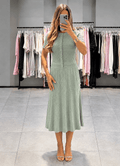 Nicole Knitted Half-Button Midi Dress - Elegant Occasion Dress for Women