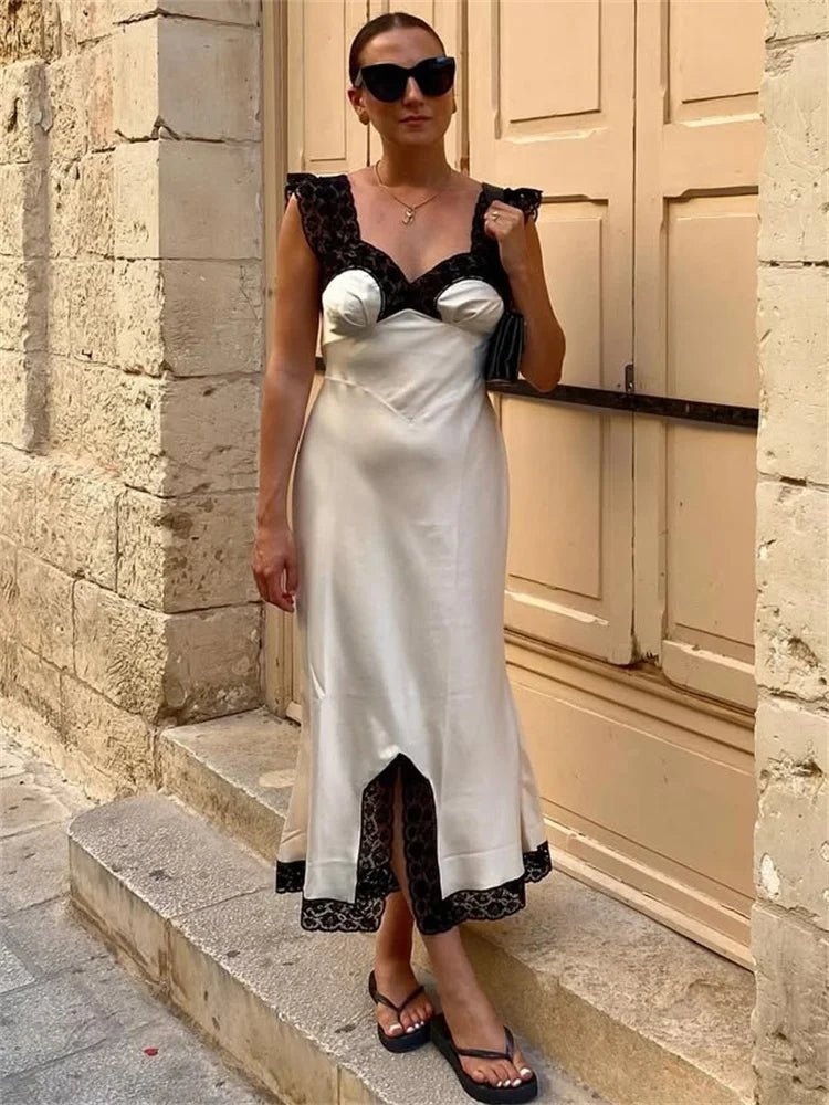 Joanna Satin Lace Long Dress - Elegant Occasion Dress for Women - Image 8