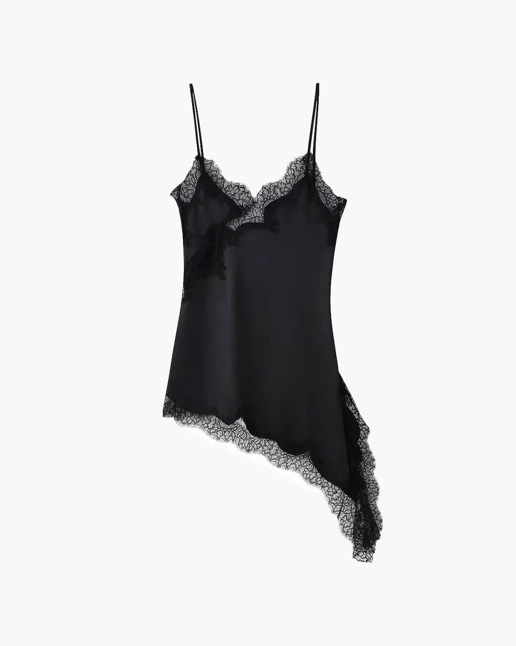 Kara Off-Shoulder Asymmetric Satin Mini Dress - Lace Patchwork Summer Party Dress - Image 10