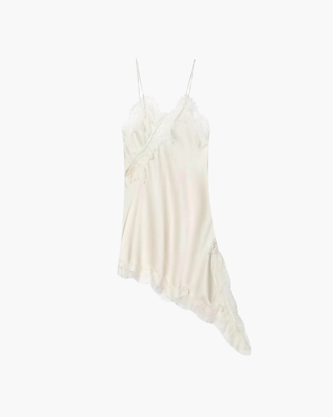 Kara Off-Shoulder Asymmetric Satin Mini Dress - Lace Patchwork Summer Party Dress - Image 12