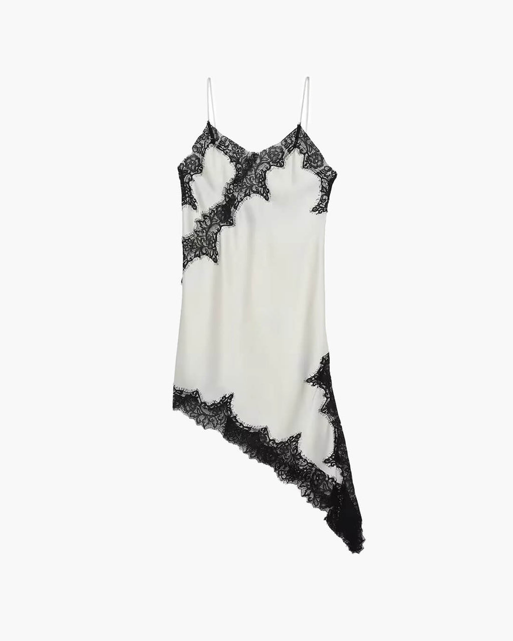 Kara Off-Shoulder Asymmetric Satin Mini Dress - Lace Patchwork Summer Party Dress - Image 11