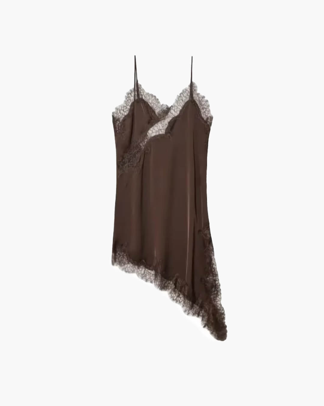 Kara Off-Shoulder Asymmetric Satin Mini Dress - Lace Patchwork Summer Party Dress