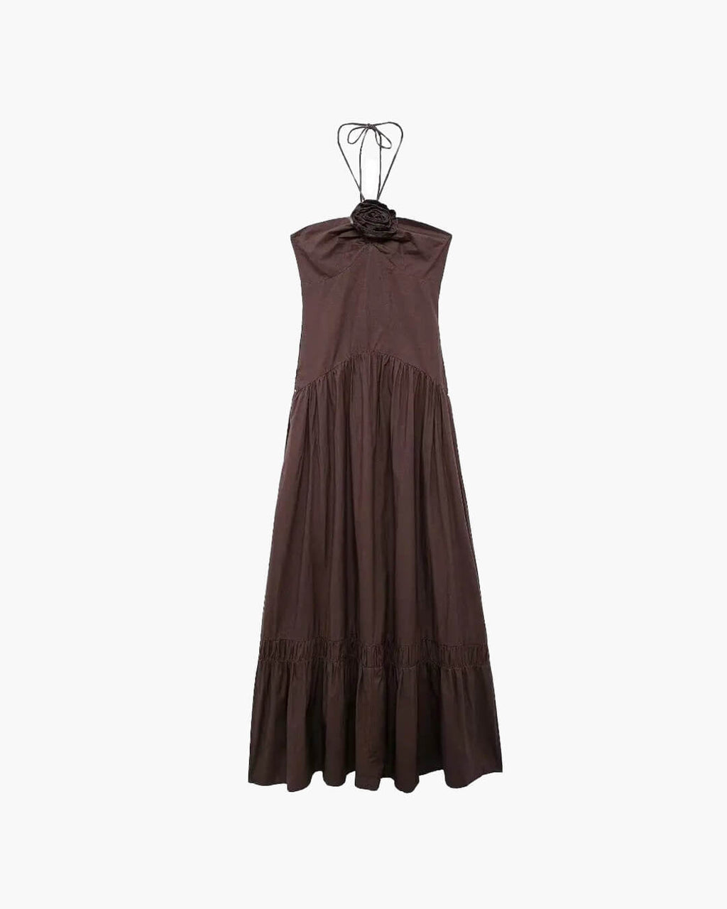 Kate Halterneck Flower Applique Midi Dress - Elegant Occasion Dress for Women