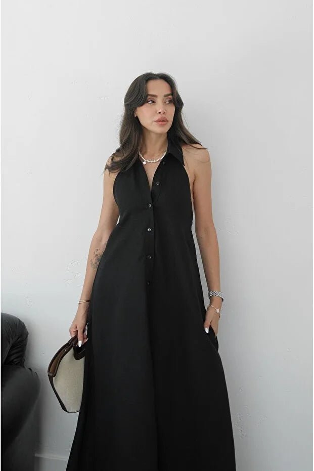 Kaya Halter Neck Elegant Maxi Dress - Elegant Occasion Dress for Women - Image 4