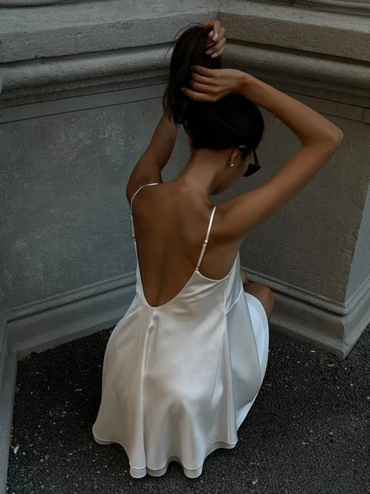 Kimberly V-Neck Satin Mini Cami Dress - Elegant Sleeveless Party Dress - Image 5