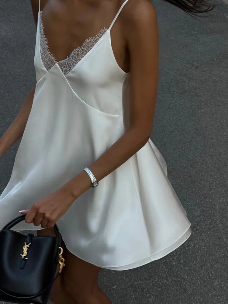 Kimberly V-Neck Satin Mini Cami Dress - Elegant Sleeveless Party Dress - Image 3