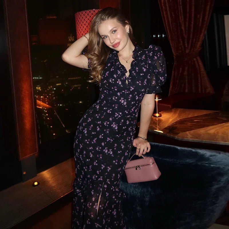 Klea Floral Puff Sleeve Maxi Dress - Elegant Occasion Dress for Women - Image 4