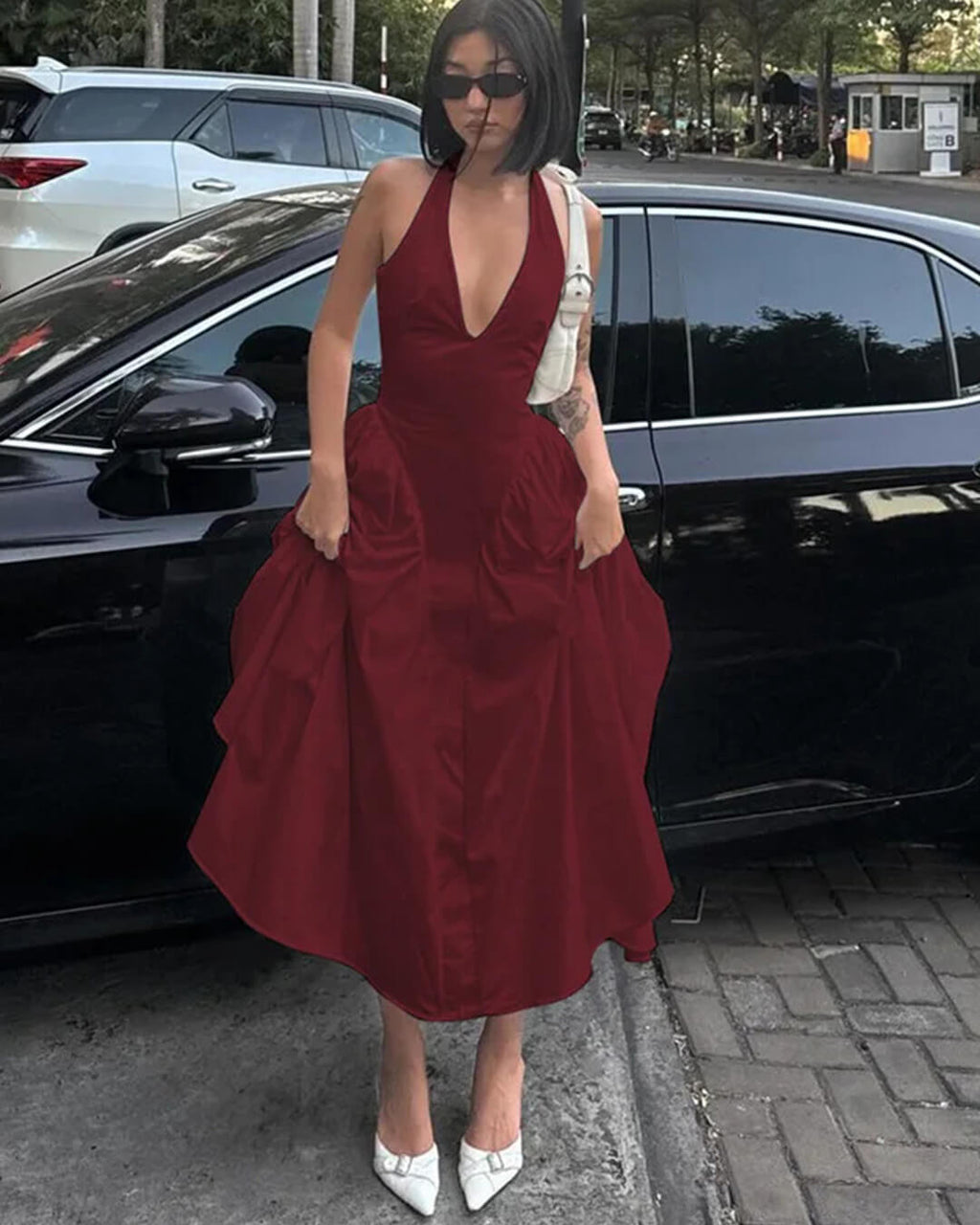 Kristy Deep Neck Maxi Dress - Elegant Occasion Dress for Women - Image 8
