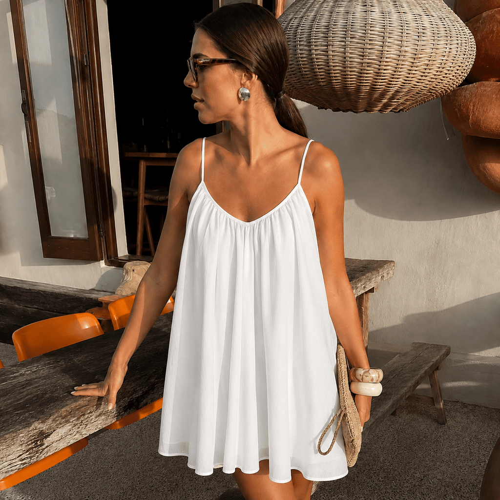 Lavinia Women's Flowy Spaghetti Strap Cami Mini Dress - Lightweight Summer Dress