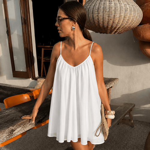 Lavinia Women's Flowy Spaghetti Strap Cami Mini Dress - Lightweight Summer Dress