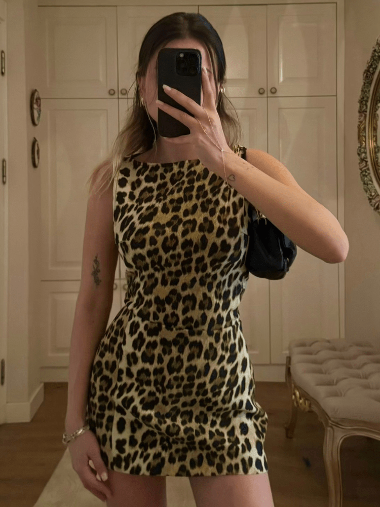 Leona Leopard Mini Dress - Elegant Occasion Dress for Women - Image 3