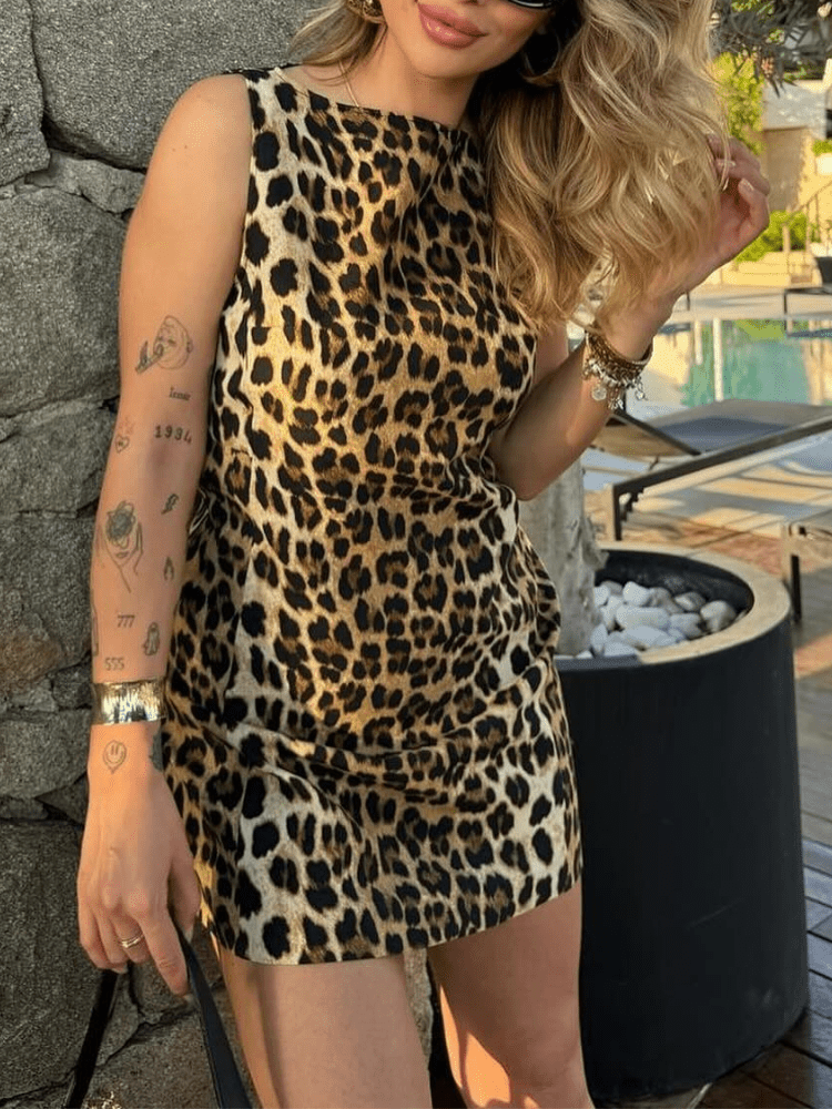 Leona Leopard Mini Dress - Elegant Occasion Dress for Women - Image 8