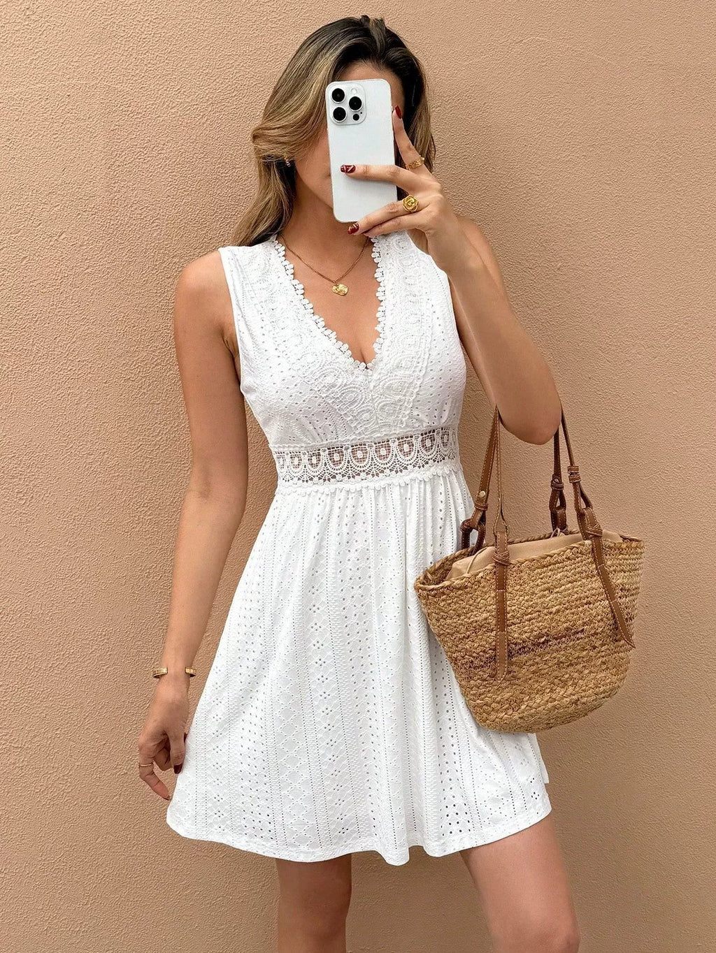 Lily Lace Patchwork Jacquard Mini Dress - Elegant Occasion Dress for Women