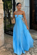 Lindsay Cutout Pleated Maxi Dress for Women - Formal Satin Backless Dress - Image 2
