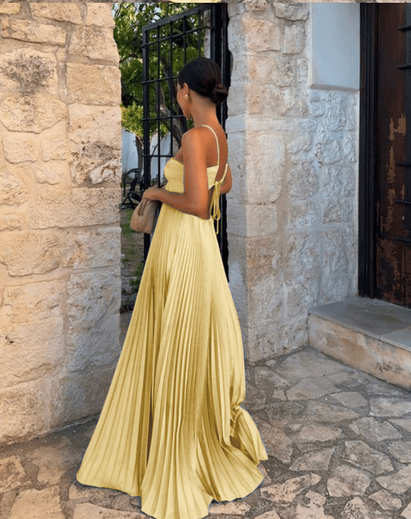Lindsay Cutout Pleated Maxi Dress for Women - Formal Satin Backless Dress - Image 5