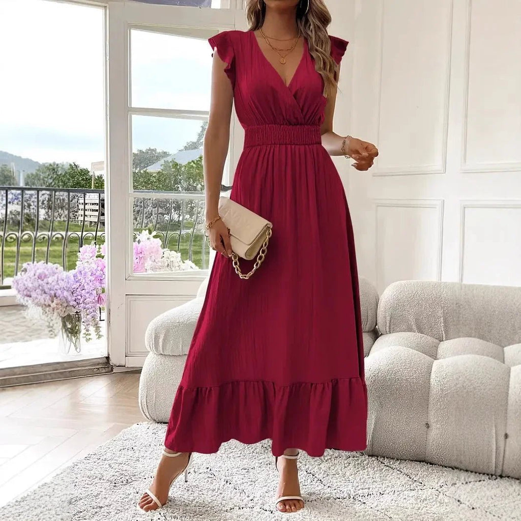 Livia Black V-Neck Ruffle Swing Dress - Elegant Occasion Dress for Women - Image 4