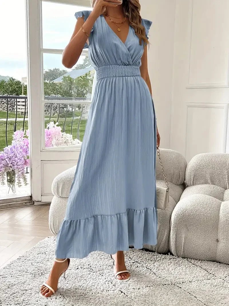 Livia Black V-Neck Ruffle Swing Dress - Elegant Occasion Dress for Women - Image 5