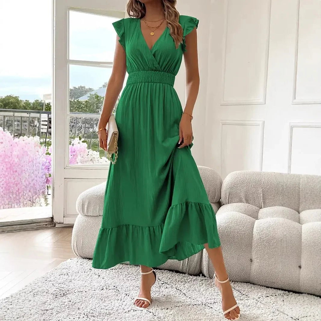 Livia Black V-Neck Ruffle Swing Dress - Elegant Occasion Dress for Women - Image 3
