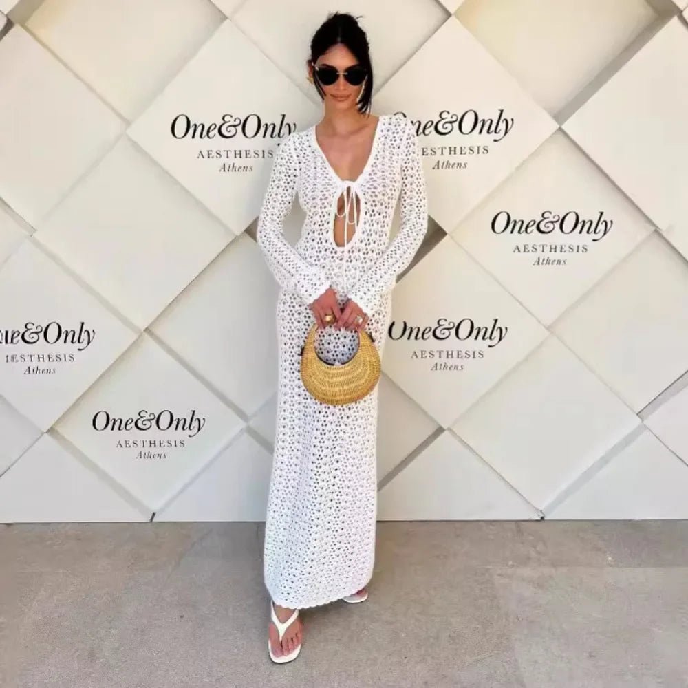 Lori Hollow Out Crochet Beach Dress - Elegant Occasion Dress for Women - Image 6