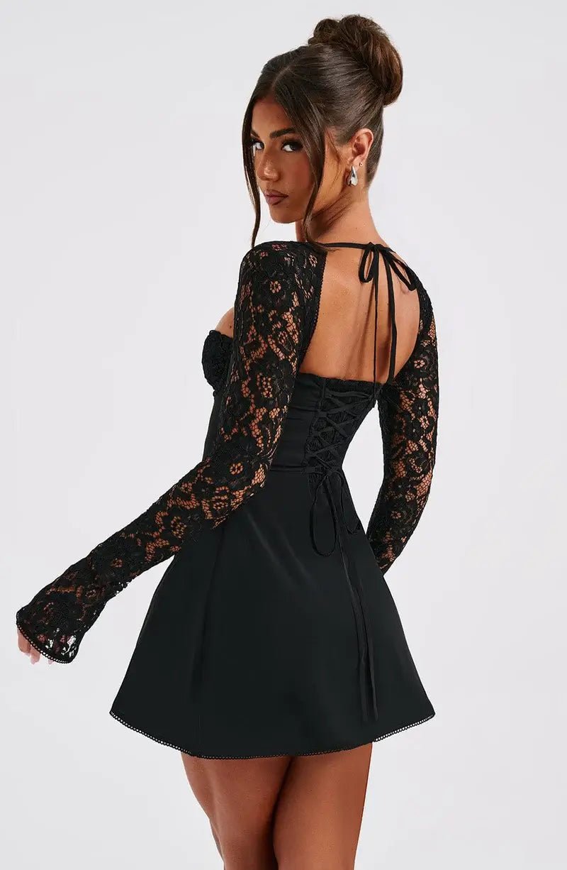 Louise Satin Lace Mini Dress for Women - Cocktail Dress - Image 7