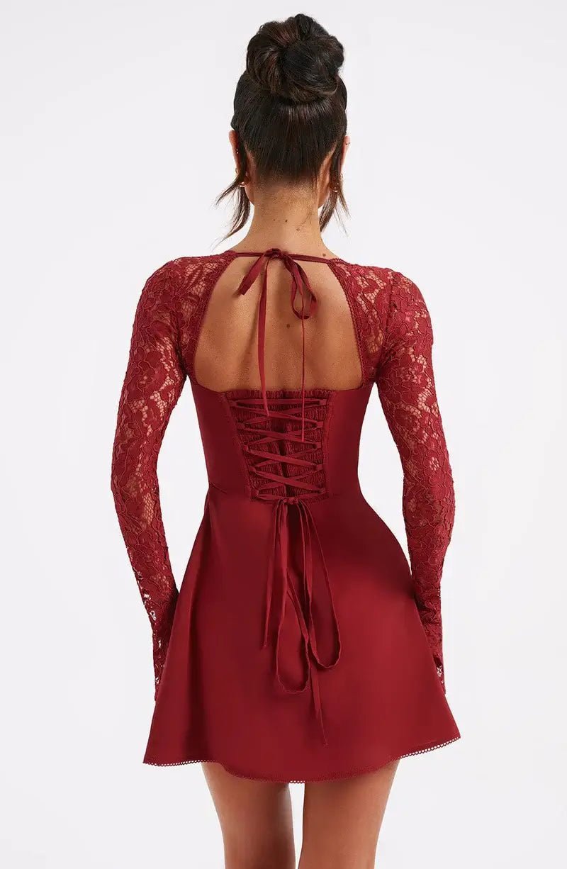 Louise Satin Lace Mini Dress for Women - Cocktail Dress - Image 14