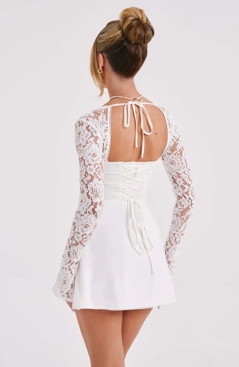 Louise Satin Lace Mini Dress for Women - Cocktail Dress - Image 11