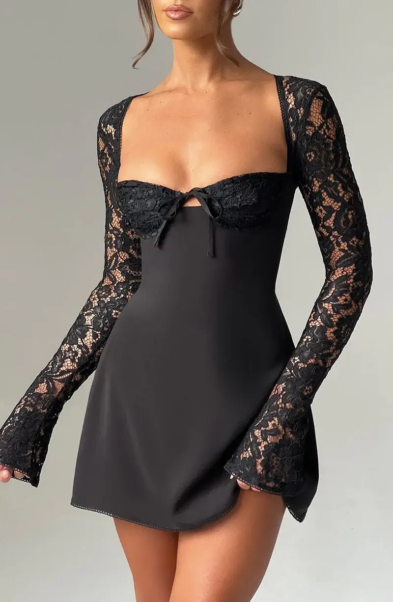 Louise Satin Lace Mini Dress for Women - Cocktail Dress - Image 9