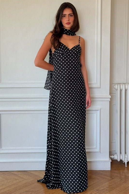 Madeline Polka Dot Backless Maxi Dress - Elegant Occasion Dress for Women