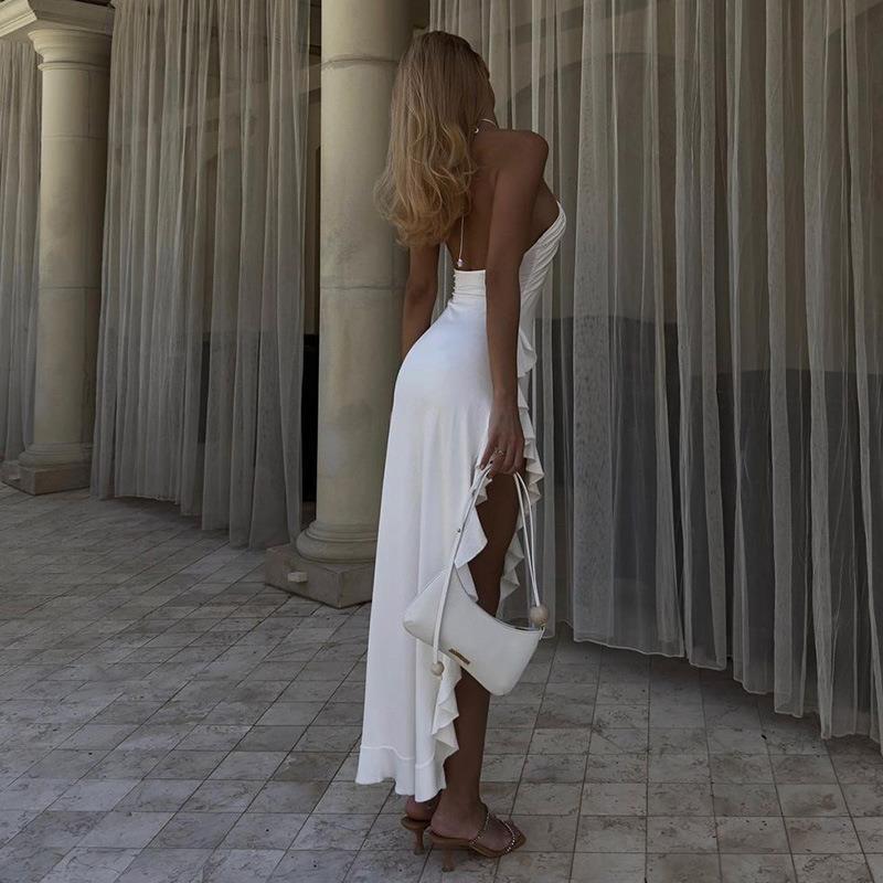 Maricel Ruffle Hem Slit Halter Dress - Elegant Occasion Dress for Women - Image 6