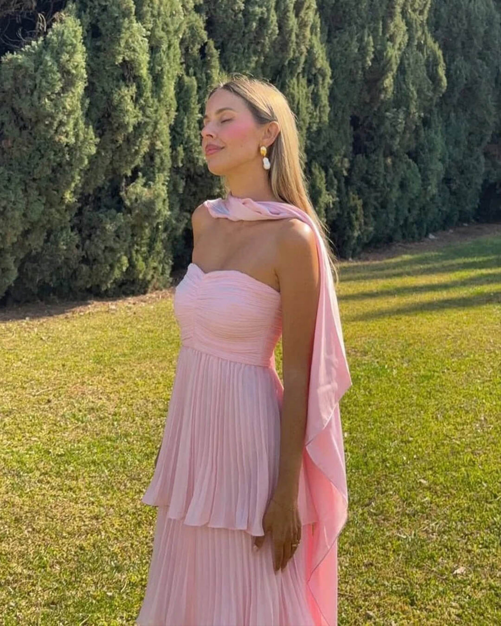 Michelle Strapless Pleated Tiered Maxi Dress - Summer Wedding Guest Dress