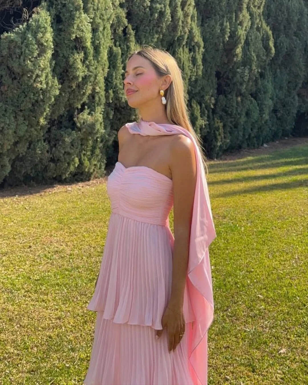 Michelle Strapless Pleated Tiered Maxi Dress - Summer Wedding Guest Dress