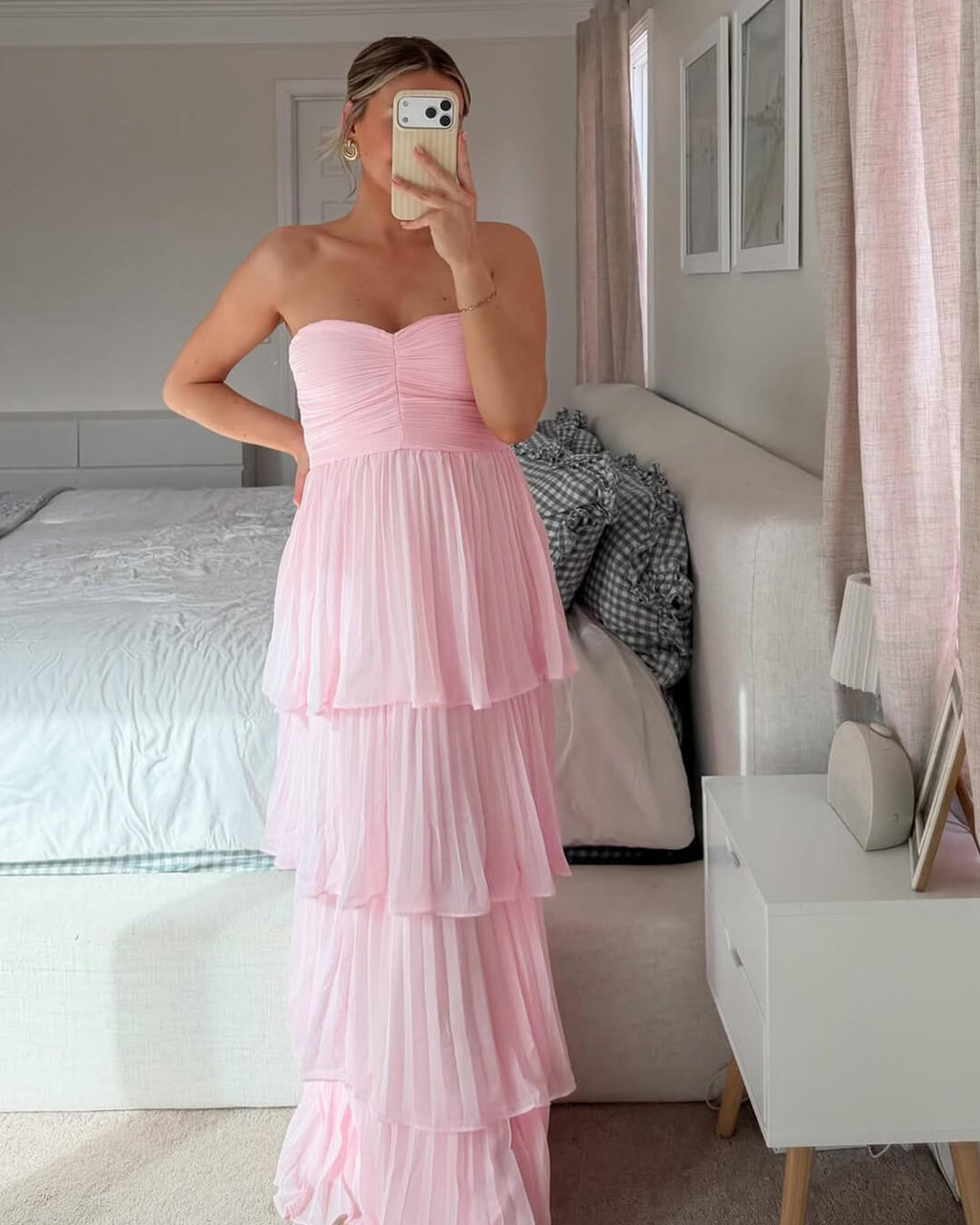 Michelle Strapless Pleated Tiered Maxi Dress - Summer Wedding Guest Dress - Image 8