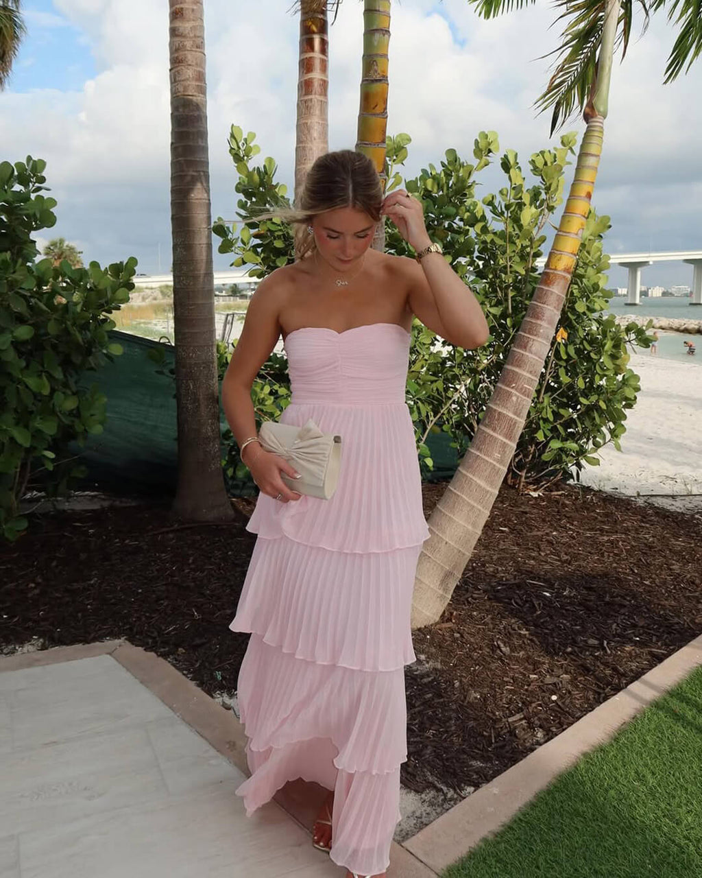 Michelle Strapless Pleated Tiered Maxi Dress - Summer Wedding Guest Dress - Image 7