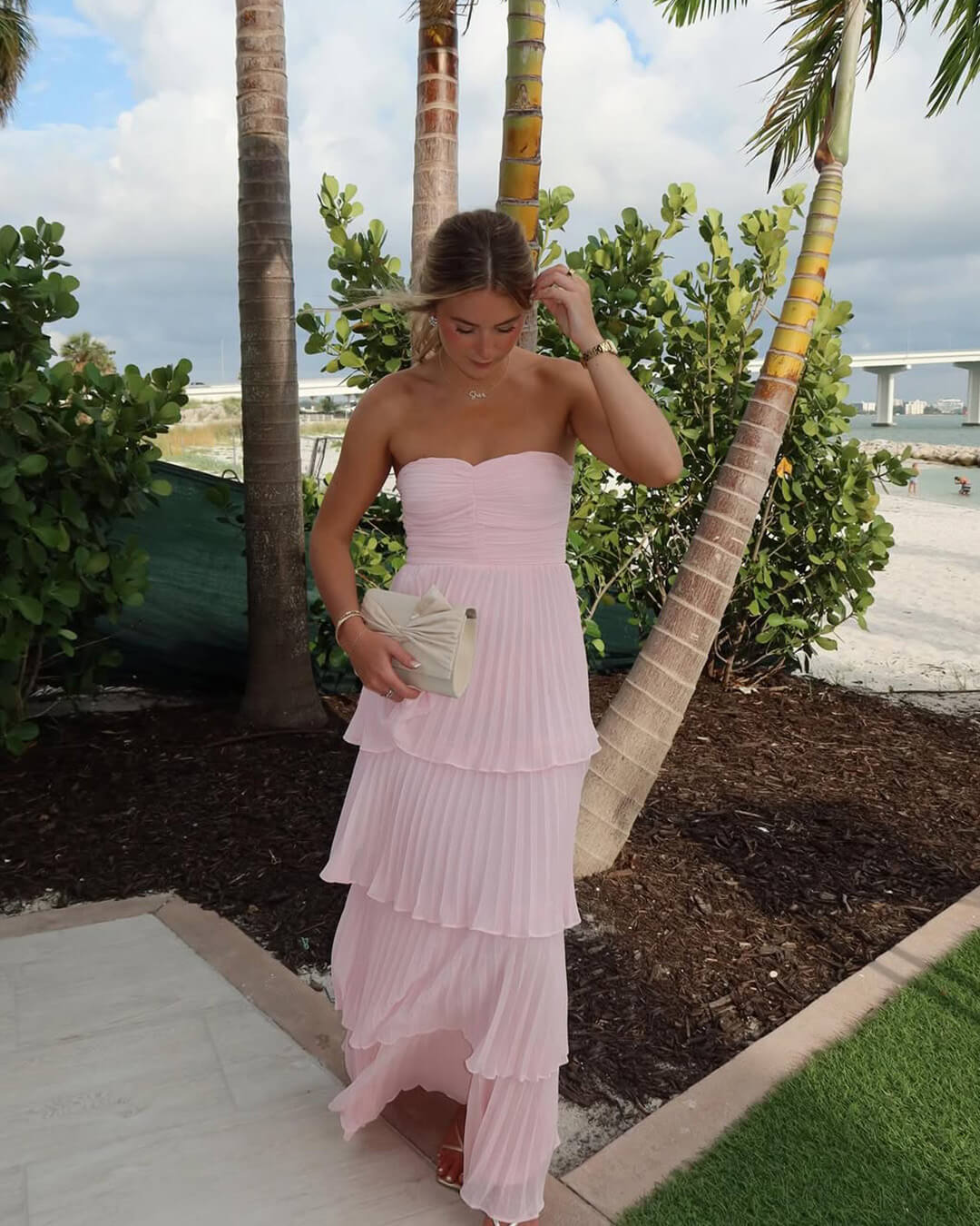 Michelle Strapless Pleated Tiered Maxi Dress - Summer Wedding Guest Dress - Image 7