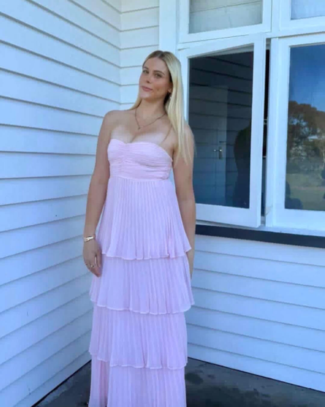 Michelle Strapless Pleated Tiered Maxi Dress - Summer Wedding Guest Dress - Image 5