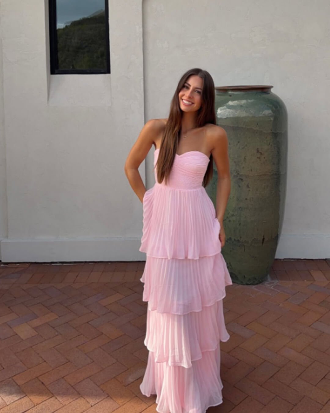 Michelle Strapless Pleated Tiered Maxi Dress - Summer Wedding Guest Dress - Image 3