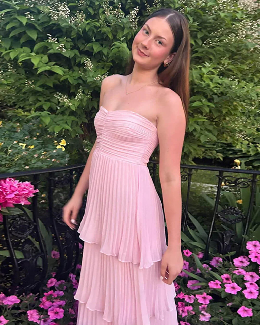 Michelle Strapless Pleated Tiered Maxi Dress - Summer Wedding Guest Dress - Image 2