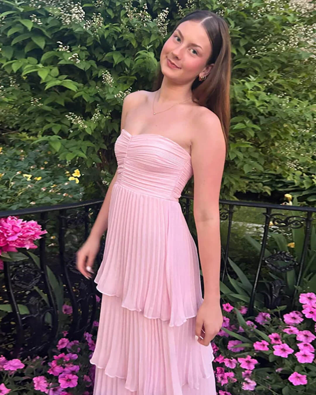 Michelle Strapless Pleated Tiered Maxi Dress - Summer Wedding Guest Dress - Image 2