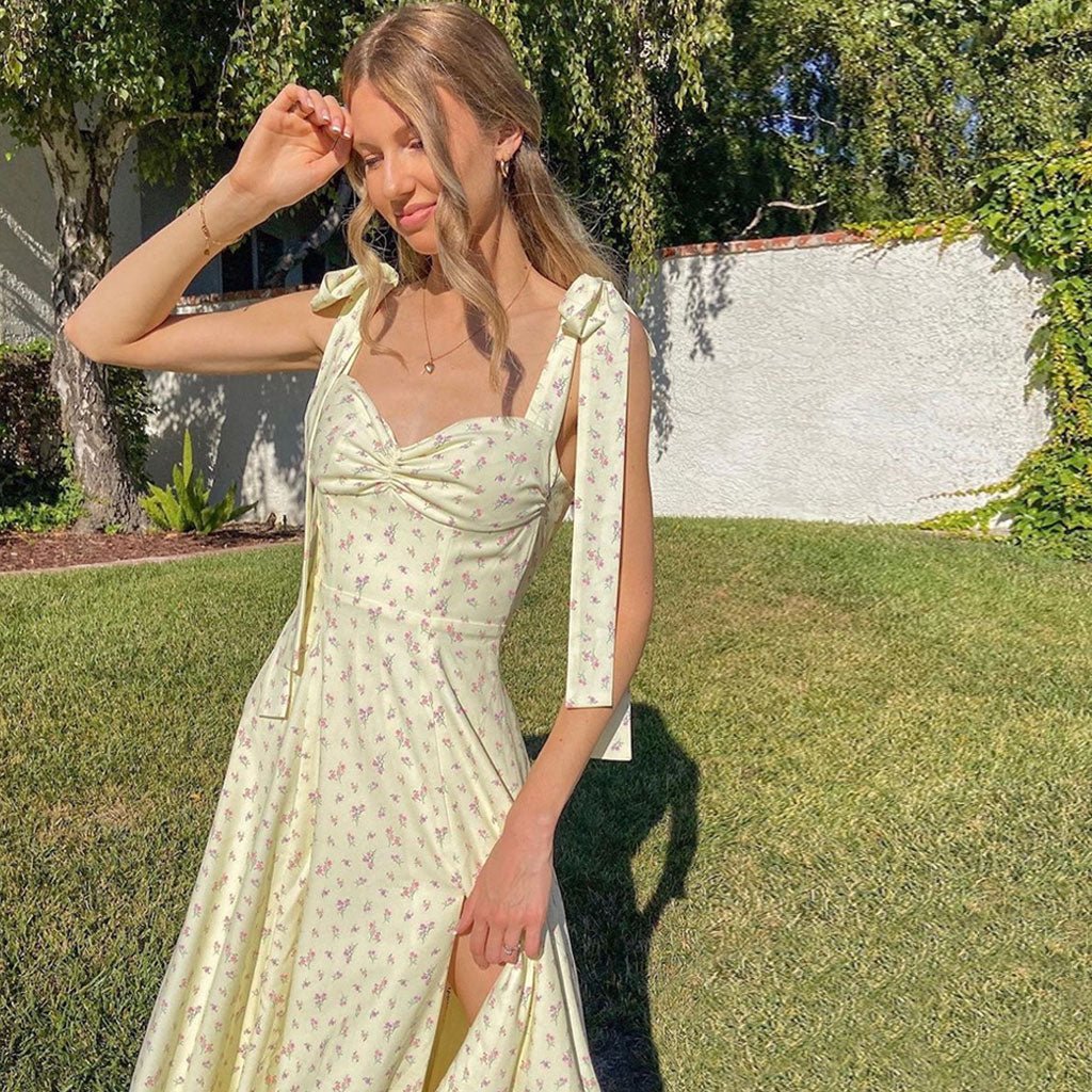 Natalie Floral High Slit Midi Dress - Elegant Occasion Dress for Women - Image 3