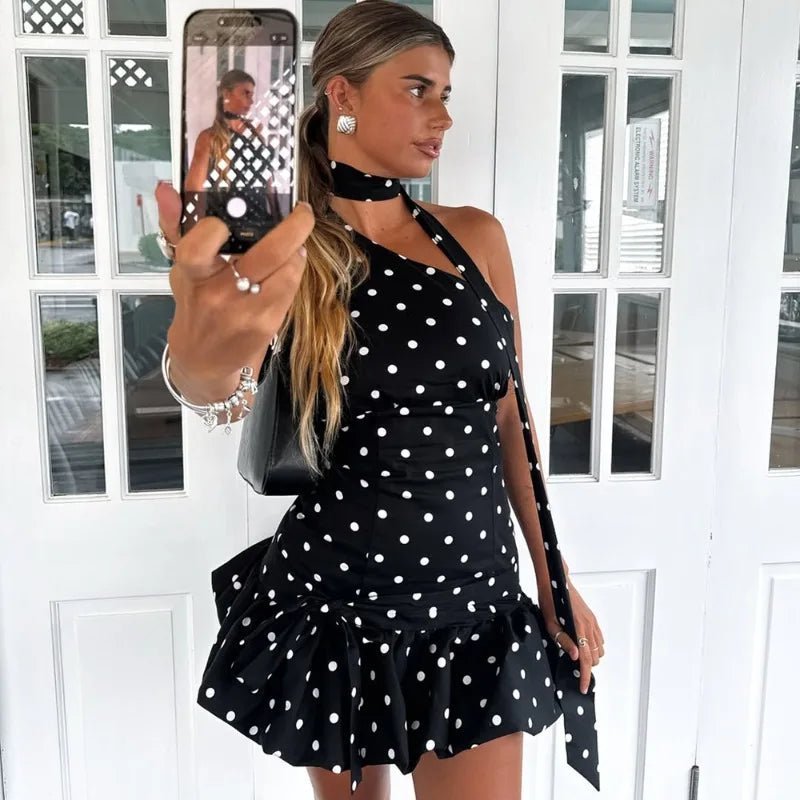 Nina One Shoulder Polka Dot Mini Dress - Elegant Occasion Dress for Women - Image 6