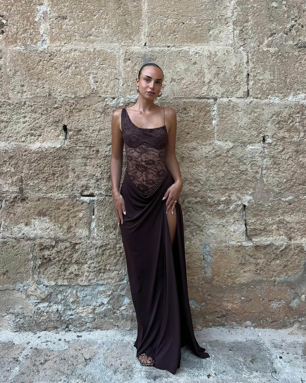Olga One Shoulder Lace Maxi Dress - Elegant Occasion Dress for Women - Image 7