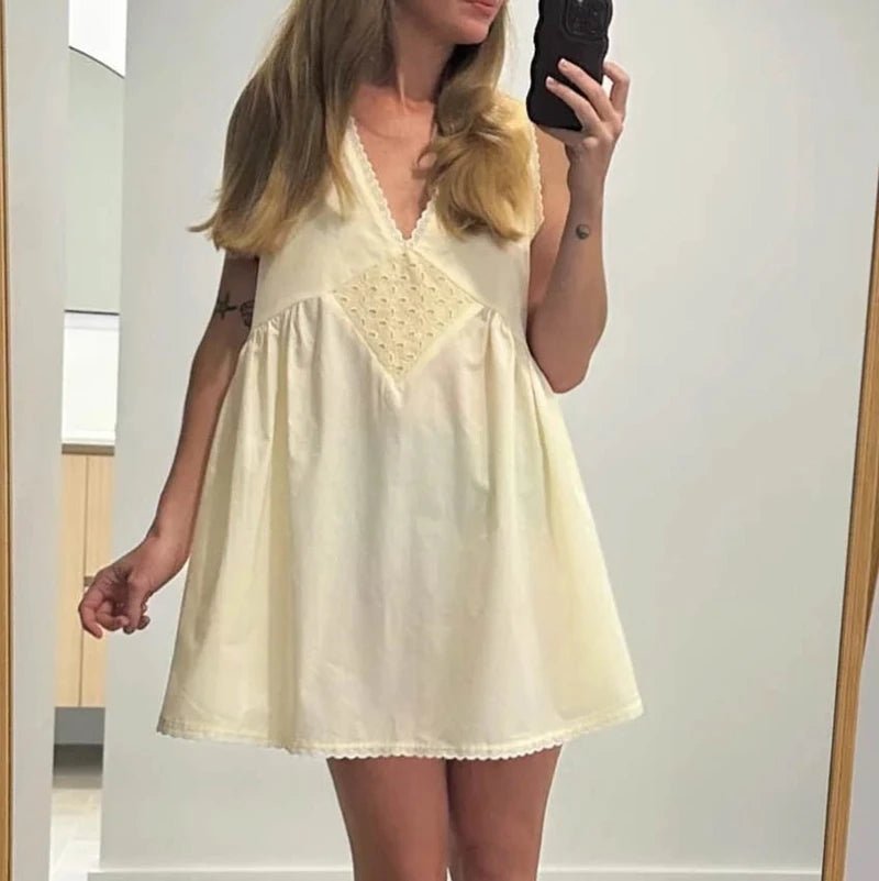 Olivia Lace Trim Boho Mini Dress - Elegant Occasion Dress for Women - Image 5
